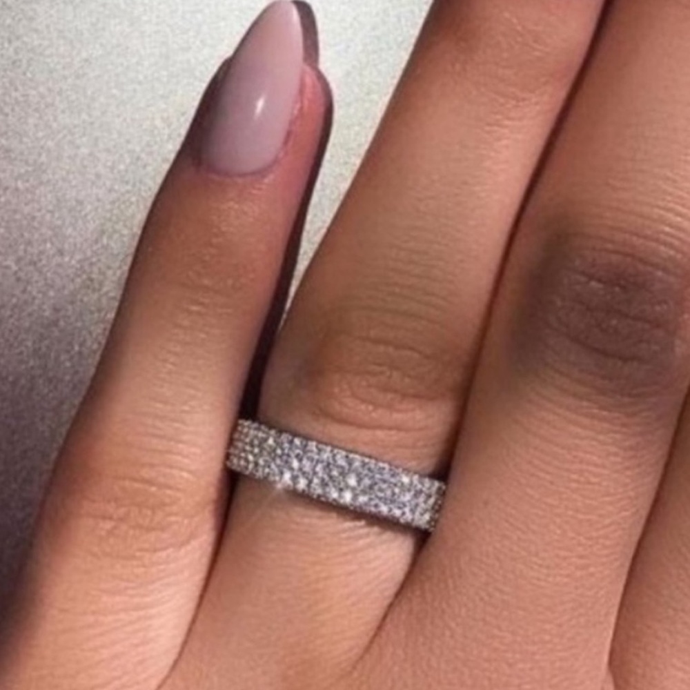 NEW FULL ETERNITY 925 STERLING SILVER DIAMOND RING, BEAUTIFUL RING, SHINY RING